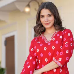 kjfab Women Floral Print Pure Cotton Straight Kurta-picture-13