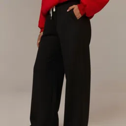 dockstreet Women Solid Black Track Pants image 3