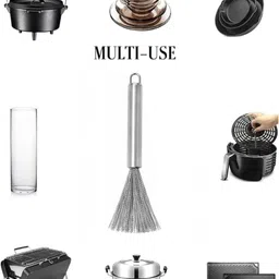 rbgiit Multipurpose Steel Pots Pans Cleaning Brush | Non Slip Handle Cleaning Brush K4 Strainer image 3