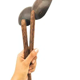 thenga Natural Handmade Coconut Shell Serving Spoon | Eco-Friendly Wooden Serving Spoon Set image 3