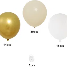 r g accessories Solid Brown White Golden Balloons Garland Decoration Kit With Arch Pack Of 50 Balloon image 2