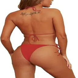 verma creation Woven Women Bikini Orange Swimsuit image 4