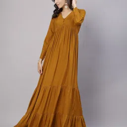 aayu Women Layered Yellow Maxi/Full Length Dress image 3
