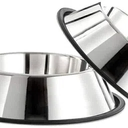 naaz pet Stainless steel dogs And Cats bowls set of 2 ( 700 x 2 pack ) round Stainless Steel Pet Bowl image 4