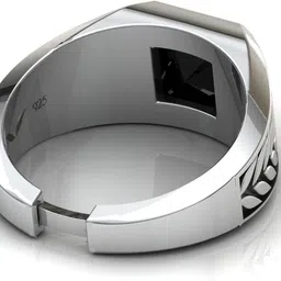 vitra jewellery Rera Ring, Black onyx adjustable ring for men Silver Onyx Rhodium Plated Ring image 4