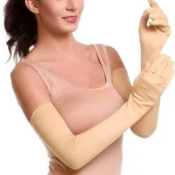 urmila traders Beige Full Sleeve Glove UV Protection Cooling Arm Sleeves For Women(W5 Gym & Fitness Gloves-picture-15