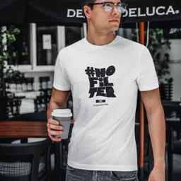 Men Solid Round Neck Polycotton White T-Shirt-image-1