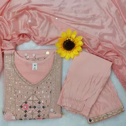 angeloutlets Women Embroidered Cotton Silk A-line Kurta image 3