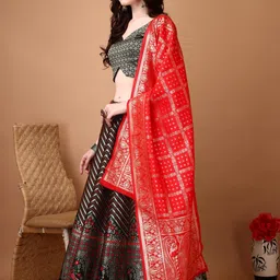 jivuba Self Design Semi Stitched Lehenga Choli image 3