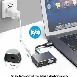 RuhZa Type C To 4 In 1 USB C Docking Multiport Adapter With HDMI 4K+VGA+USB3.0+USB C Compatible with Android, Laptop, Mac, PC etc. USB Cable image 5