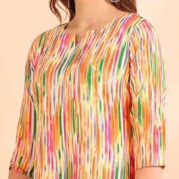 new ethnic 4 you Women Striped Cotton Blend Tunic Kurta image 4