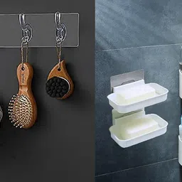 hxoset Plastic Round Bathroom Corner And Soap Dish With Hook Plastic Wall Shelf-picture-16