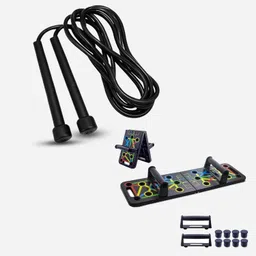 Skipping Rope & Push-Up Board for Home Gym,Cardio,Chest & Core Strength Training Fitness Accessory Kit Kit-image-42