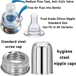 pappa Stainless Steel Baby Feeding Bottle - 140 ml image 2
