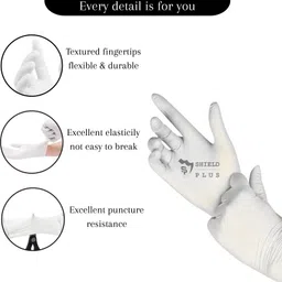 shield plus Gloves White Latex – Large| Ideal for Makeup Artists, Beauty & Salon| Powder image 3