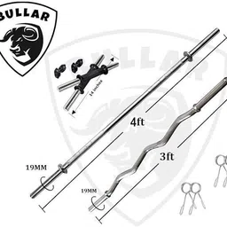 bullar 20 kg PVC Weight Plates with 3ft Curl Rod, 4ft Straight Rod with Accessories Home Gym Combo image 3