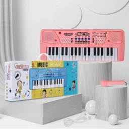 niyamat Portable Musical Sound Toy Piano Keyboard with Microphone 37 Keys 8 Rhythms Piano Lid-picture-18