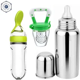yos trendz Complete Baby Feeding Kit steel Bottle Food /fruit Feeder Piilow - Silicone image 2