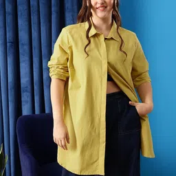 curvy street Women Regular Fit Solid Spread Collar Casual Shirt image 3