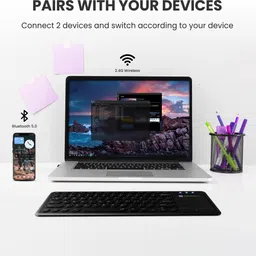 Portronics Bubble Pro Wireless Keyboard with Touchpad, 2.4 GHz Connectivity & Bluetooth, Wireless Handheld Laptop Keyboard image 4