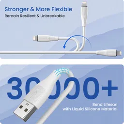 Portronics Lightning Cable 1 m Silklink 3A USB to 8 Pin Fast charging Cable for Lightning Devices, Premium Silicon Cable image 4