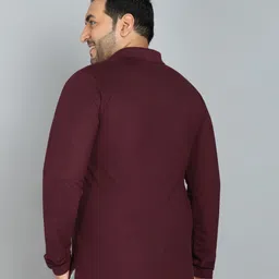 metronaut plus Men Solid Polo Neck Polycotton Maroon T-Shirt image 2