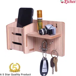 LICHEE Wooden Keys & Stand With 5 Keys Hooks and 1 Mobile Holder image 3