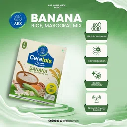 arz home made food ARZ CERETOTS Multigrains+Banana rice baby food Cereal(600g,Pack of 2,6+Months) Cereal image 2