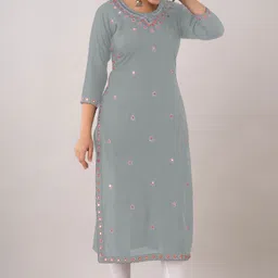 zeenat duniya Women Printed Viscose Rayon Straight Kurta-picture-15