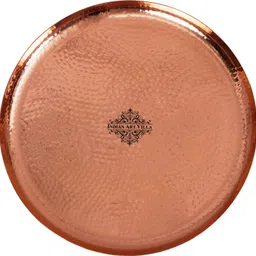 Copper Hammered Round Serving Tray-image-29
