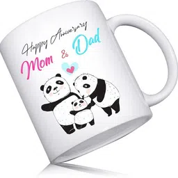 ridhi sidhi design Happy Anniversary mom And dad Print Ceramic Coffee Gift for Father / Mother, Daddy / Mummy Set of 2s (325 ml Each mug) Ceramic Coffee Mug-picture-10