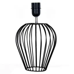 homesake Black Bedside Table Lamp with Geometric Metal Base and Fabric Shade, Wire Tulip with Rose Cone Shade image 5