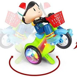 360 Degree Rotating Spot Stunt Tricycle Boy Motorcycle, Bump & Go Toy musicale,dancing and stunt bicycle battery operated. (Multicolor) Flash Light Kids Stunt Tricycle Girls Cartoon Musical Car baby boy and girls fun toy-image-33