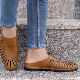 zixer Ethnic Wear Wedding Party Half Shoes For Men Mojri Casual Formal Peshawari Juti Ethnic Mule For Men image 4