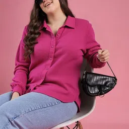pp productions Women NA Fit Self Design Spread Collar Casual Shirt-picture-32