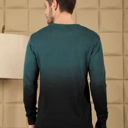 cobb italy Men Self Design Round Neck Green Sweater image 2