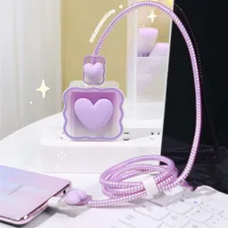 YuniKase Charger Cover for iPhone 18W-20W Charger Adapter,Cute 3D Heart Design,USB Spiral Cable Protector image 2