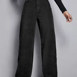 rajovati Women Loose Fit Black Viscose Rayon Trousers-picture-13