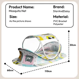staranddaisy Nylon Kids Washable Baby Folding Mosquito Net with Mattress Portable, Printed Design for Newborns Mosquito Net image 5