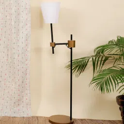 lal10 Twilight White Fabric Shade Novelty Floor Lamp With Metal Base By Lal1 image 1