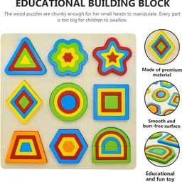 hop n play Wooden Shapes Puzzle Learning Toy, Montessori Puzzle Board - 9 Geometric Shapes image 5