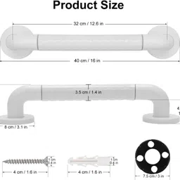 kuric Heavy Duty Bathroom Grab Bar, Safety Support Rail Handle for Senior Citizens 16" Shower Grab Bar image 3