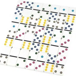 oxy hub Double 6 Color Dot Dominoes Game Set - White Domino Sequence Match Board Game – Large Sized 28 Pieces Set Toy in Tin Case Educational Game for Kids (New Version) (Multicolor)-picture-21