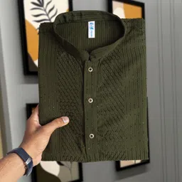 foxdx Men Self Design Cotton Rayon Straight Kurta image 1