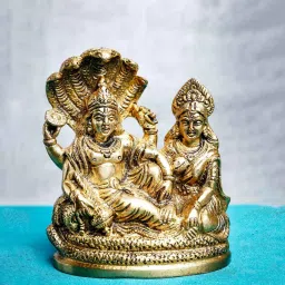 Mini Vishnu And Laxmi Brass Religious Idol by The Advitya image 1