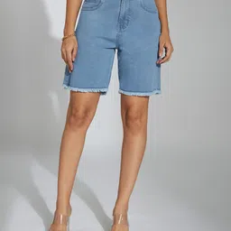 miss chase Solid Women Denim Blue Denim Shorts-picture-25