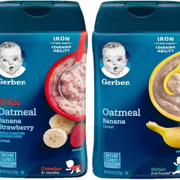gerber Cereal Combo 227g (8oz) (Pack of 2) - Lil Bits Oat Banana Strawberry + Oatmeal & Banana Cereal-picture-11