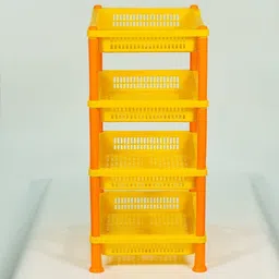 peapod Plastic 4 Tyre Multipurpose Basket Stand Rack Fruits Onion, Potato, Vegetables Plastic Fruit & Vegetable Basket image 3