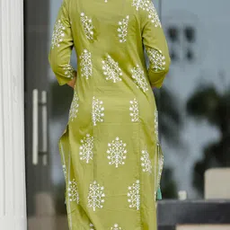 rimeline Women Printed, Self Design Pure Cotton Straight Kurta image 2