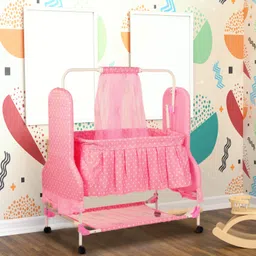 moreyaji Born Baby Cradle Swing jhula palna Bed Crib with Mosquito Net for 0-9 Months-picture-26